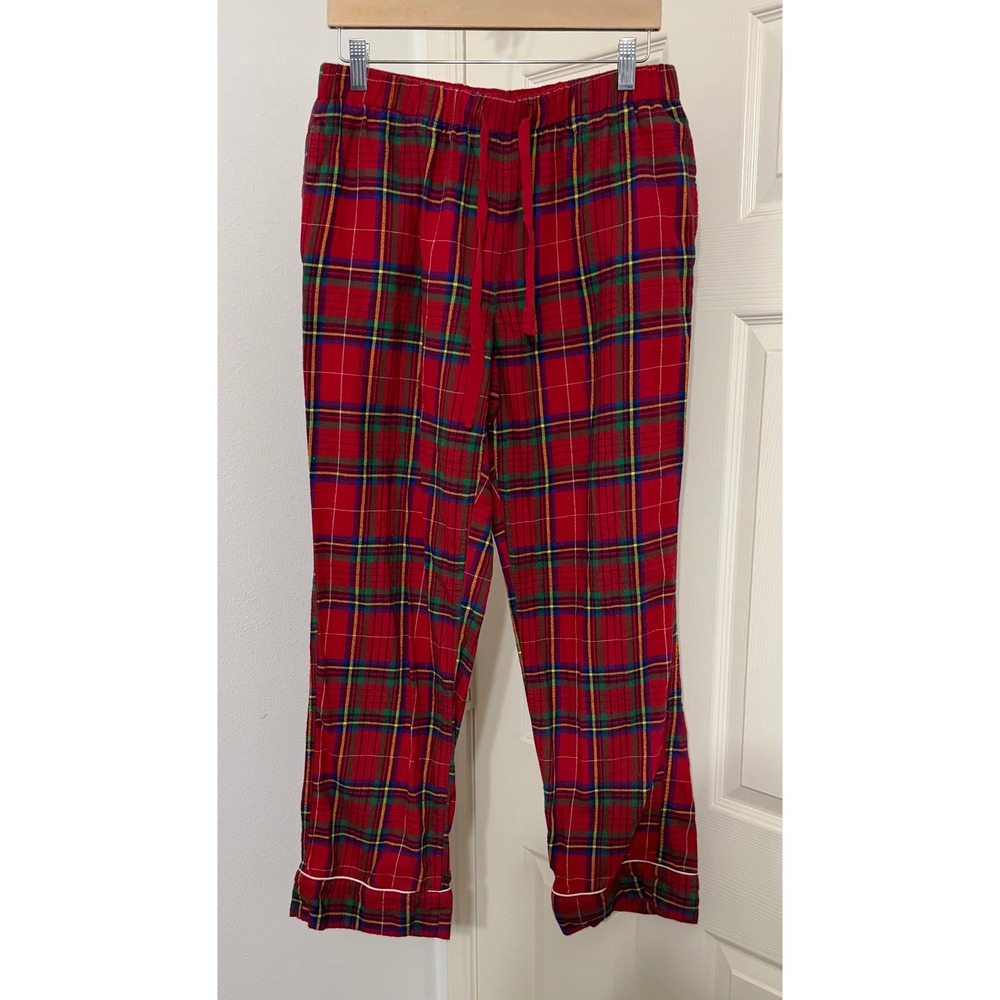Lands End Mens sz‎ S Red Plaid Flannel Pajama Pants Cotton Sleepwear heritage
